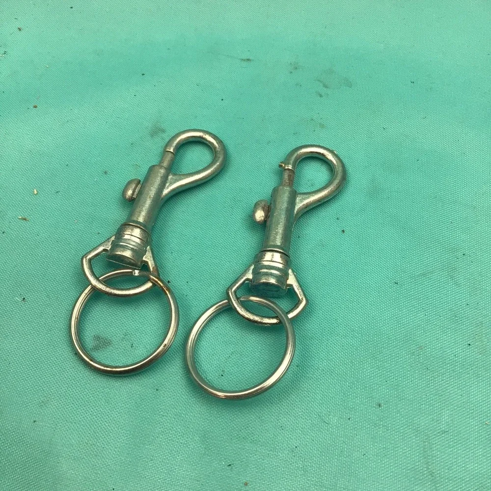 Hillman Clip/Snap Hook KEY CHAIN 2pk Split Ring Swivel Silver Metal New